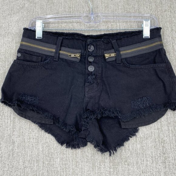 Hudson Jeans Short 25 Rebel Cut Off Button Fly Zipper Raw Hem Denim - Picture 6 of 13